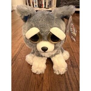 Feisty Pets Sammy Suckerpunch 9” Gray Dog Plush Evil Grin Plush Stuffed Husky P2